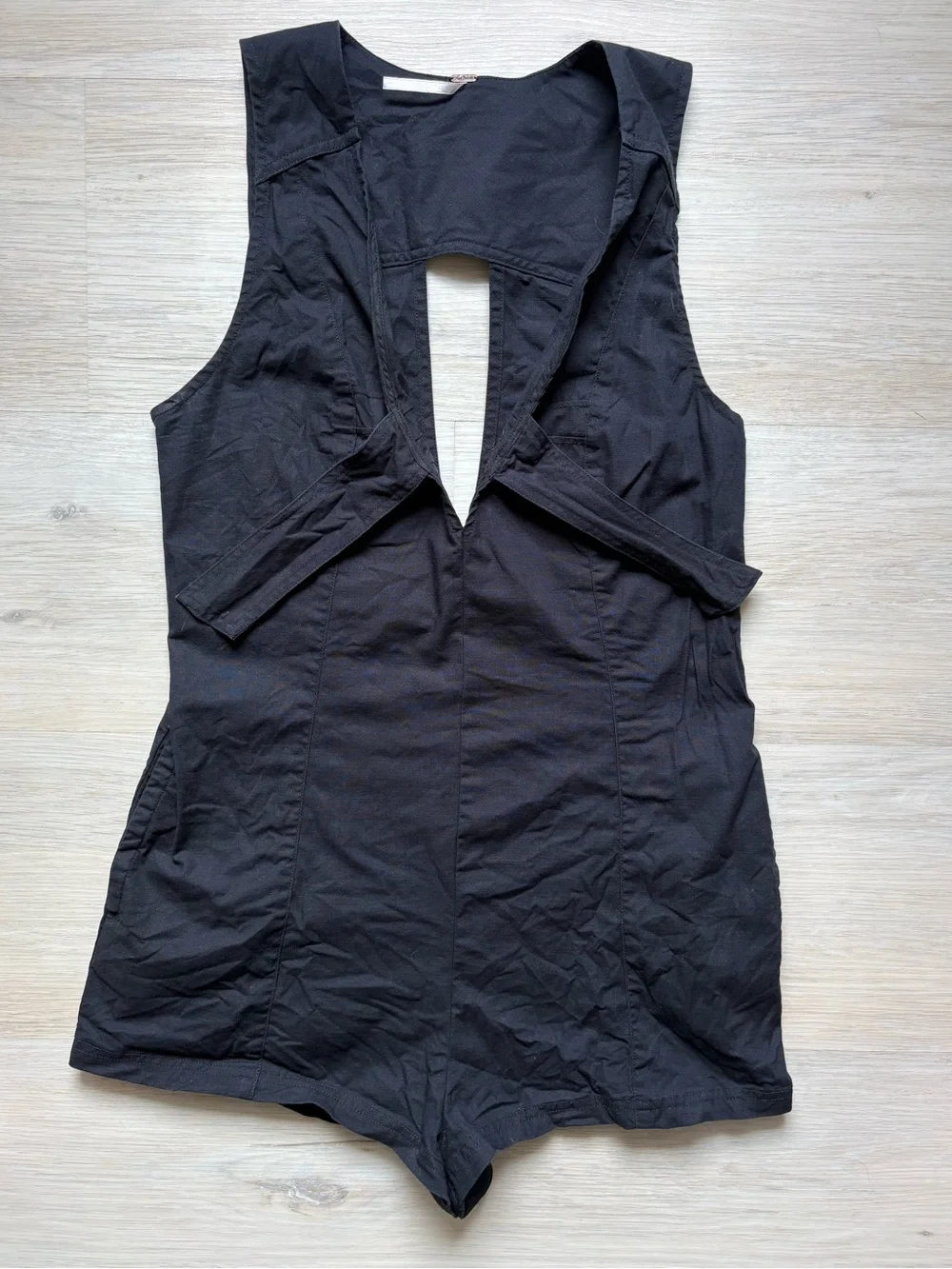 Free People Black One-Piece Plunge Swim Romper